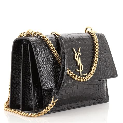 ysl green croc bag|st laurent sunset crossbody bag.